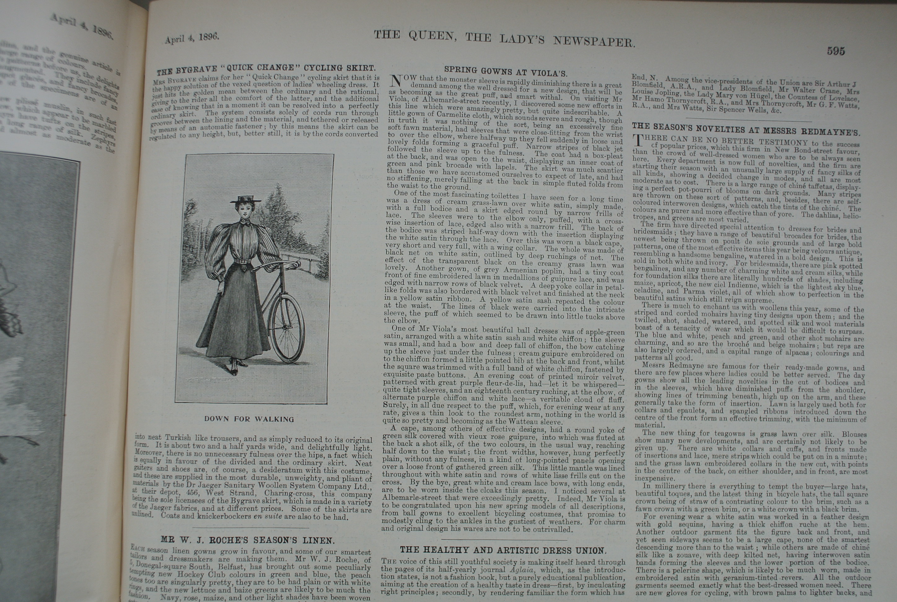 Bygrave's new cycle dress - april 4 1896